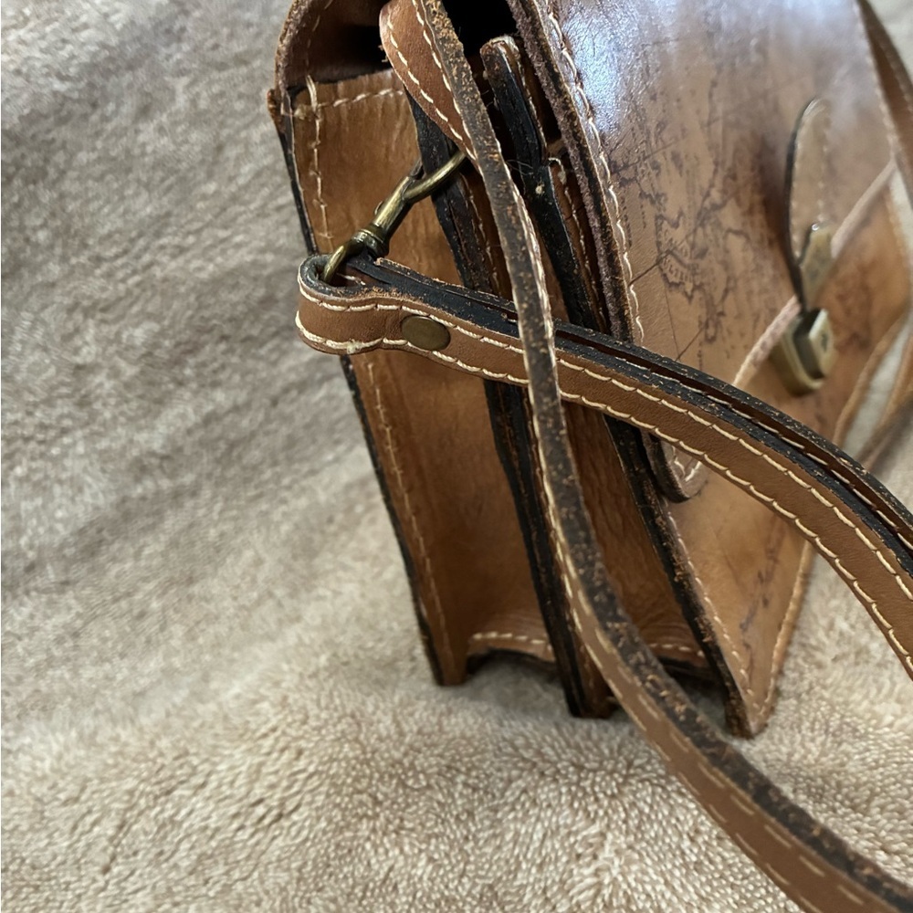 Patricia Nash Laurentina Signature Map Leather Crossbody Purse Brown - Picture 5 of 13